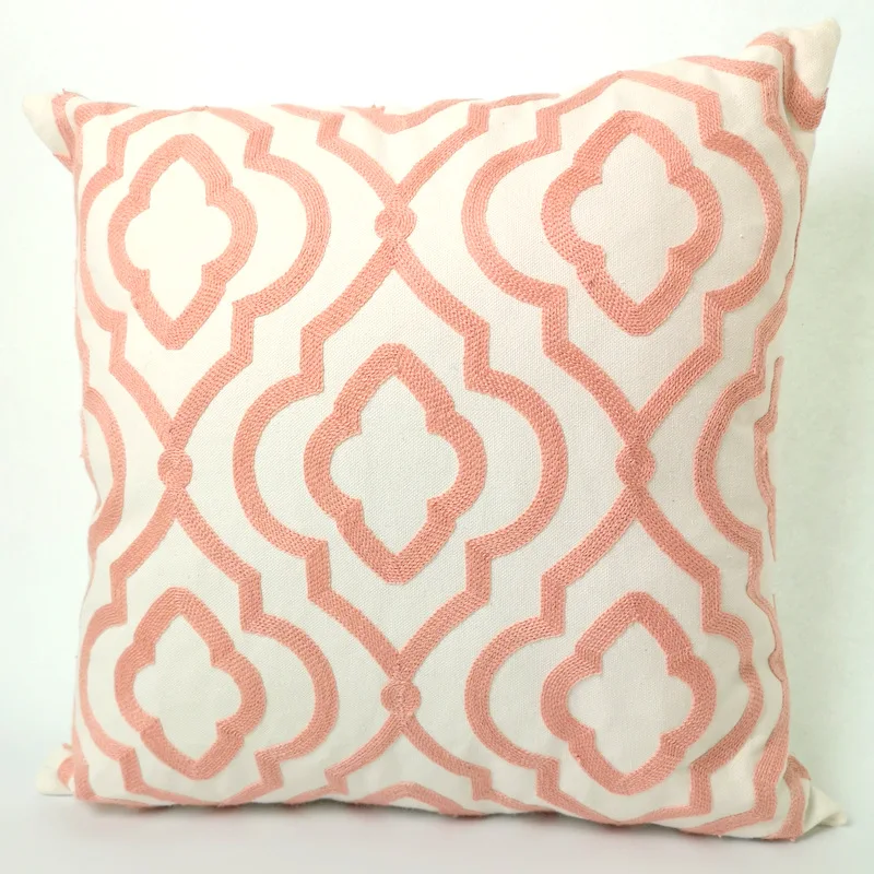 Розовый чехол для подушки с цветочным рисунком геометрической вышивкой подушка чехол с зажимом для диван-кровать простые домашние декоративные размером 45*45 см диван-кровать