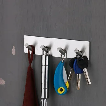 

Stainless Steel Siamese Four Oblique Storage Hooks Multiple Hooks For Coat Towel Robe Clothes Bathroom Kitchen Wall Organizer