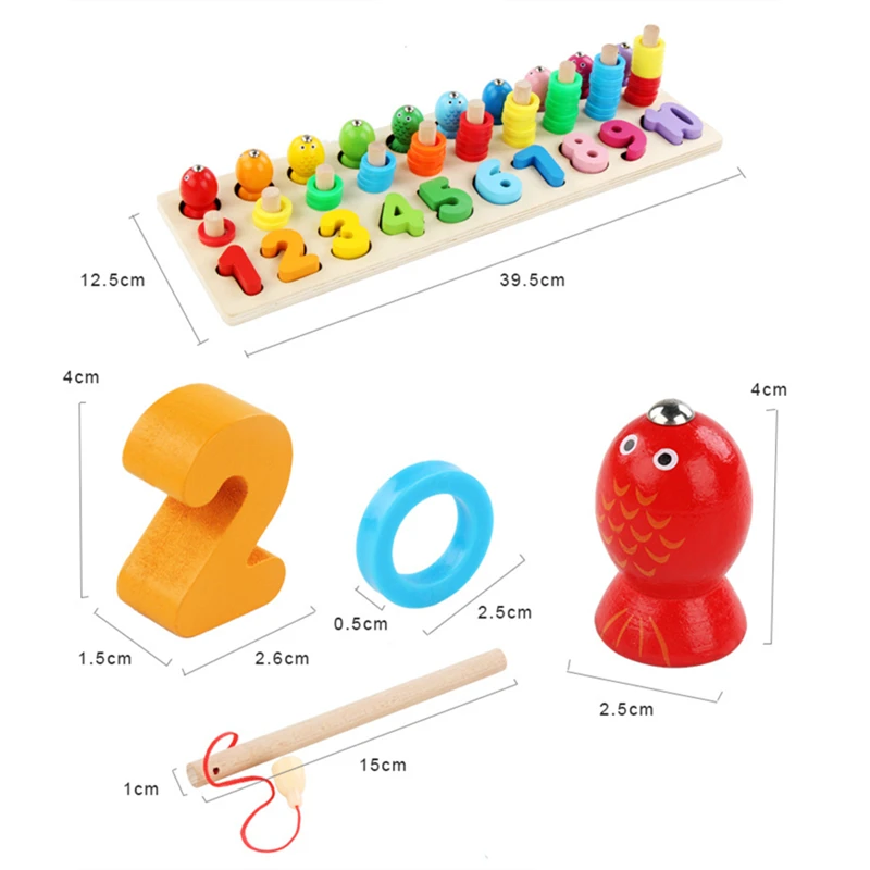 Деревянные игрушки Монтессори для детей дошкольного возраста, магнитная игра для рыбалки, Геометрическая игра для детей, обучающая математическая игрушка для раннего образования - Цвет: Upgrade Style B