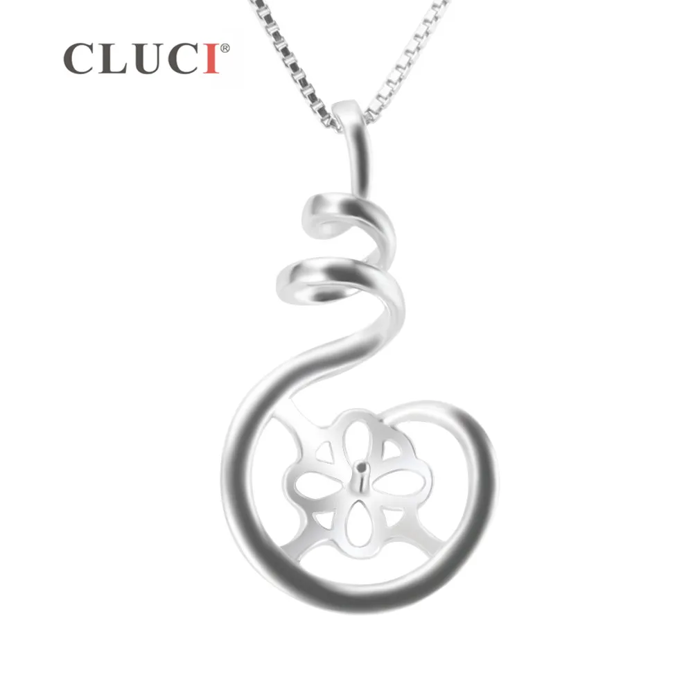 CLUCI 925 Sterling Silver Pendant Setting to Pearl Diy Pendant for