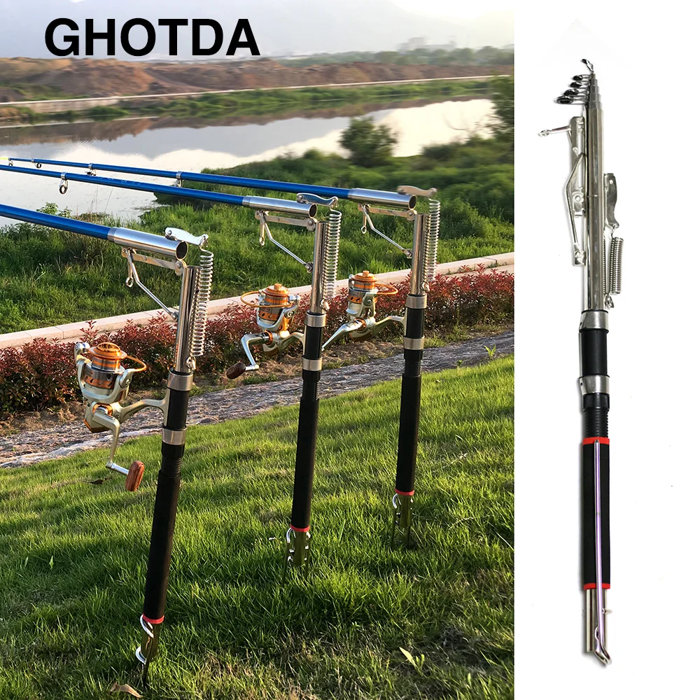 

1.8m 2.1m 2.4m 2.7m Stainless Steel Automatic Fishing Rod Spinning Telescopic Automatic Spring Fishing Pole Sea River Lake