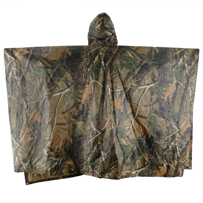 

Outdoor Military Hiking Waterproof Raincoat with Hooded Long Sleeve Camping Rain Cover Jacket for Mens Women Rain Coats one size