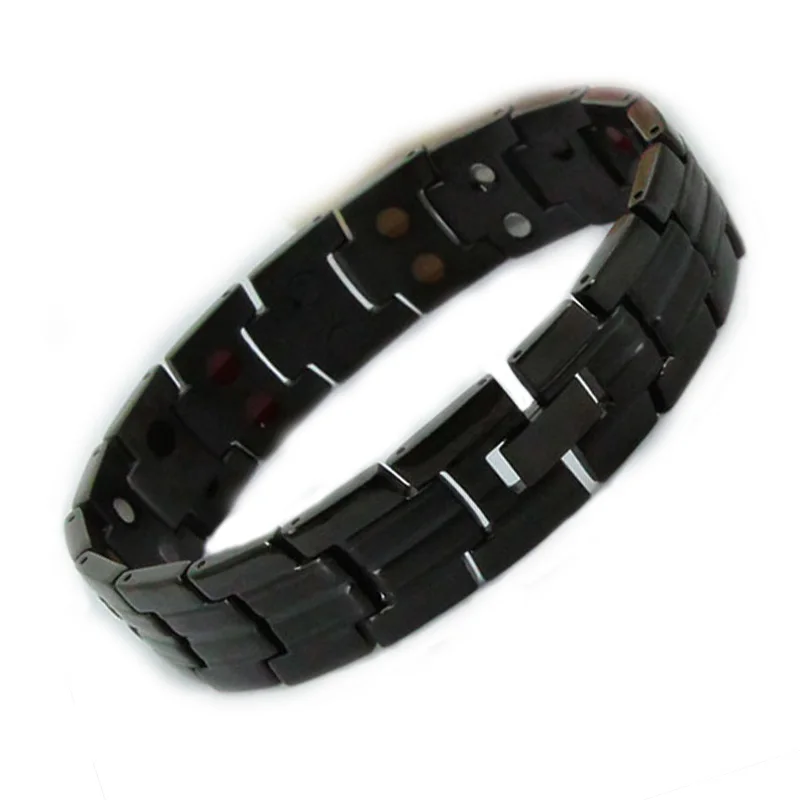 

38 Full Black Color 5in1 Magnetic Bio Magnet Therapy Bracelet Bangles Stainless Steel Chain Link Healthy Jewelry For Men&Women