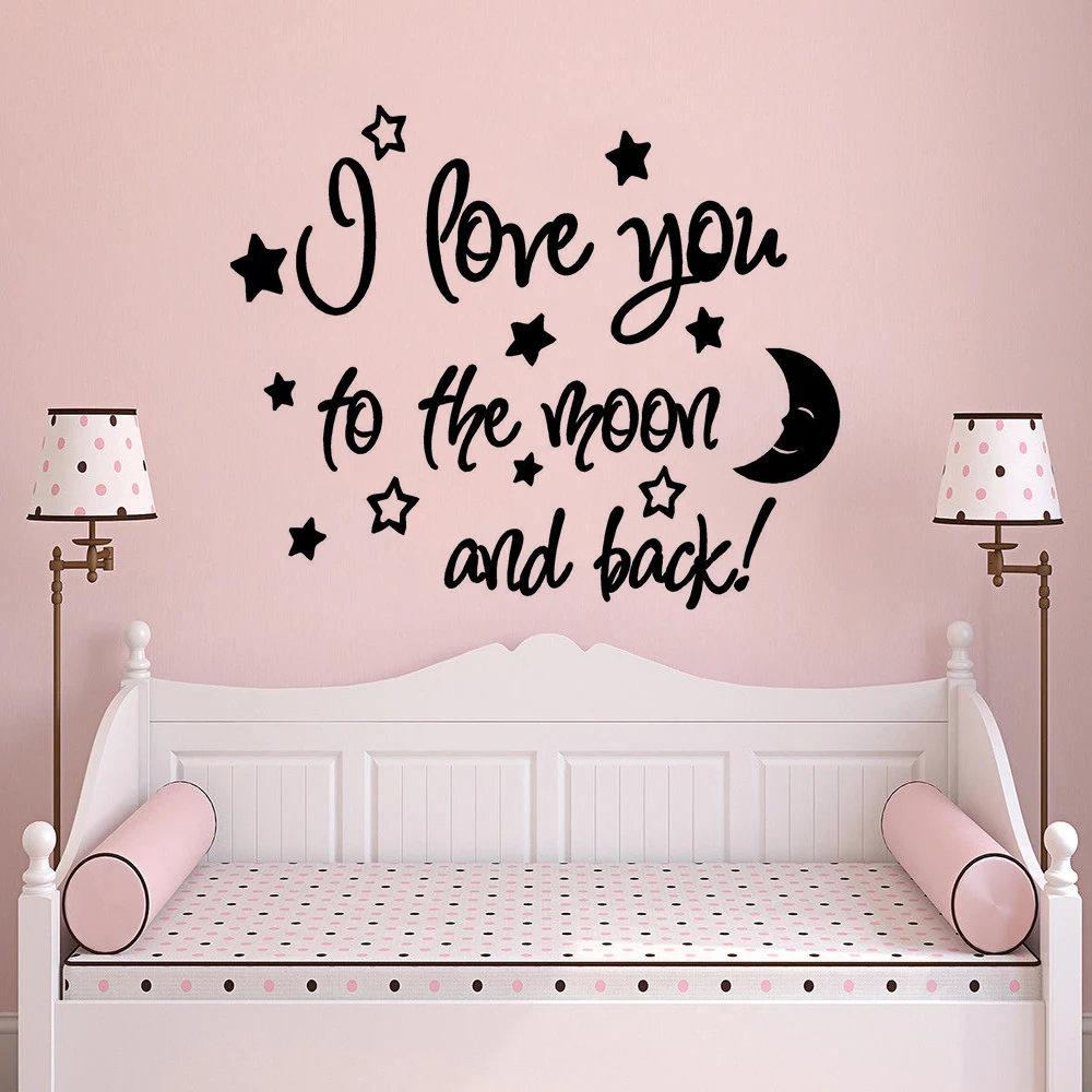 Love you to the moon and back Moon and Stars nursery decal Nursery wall