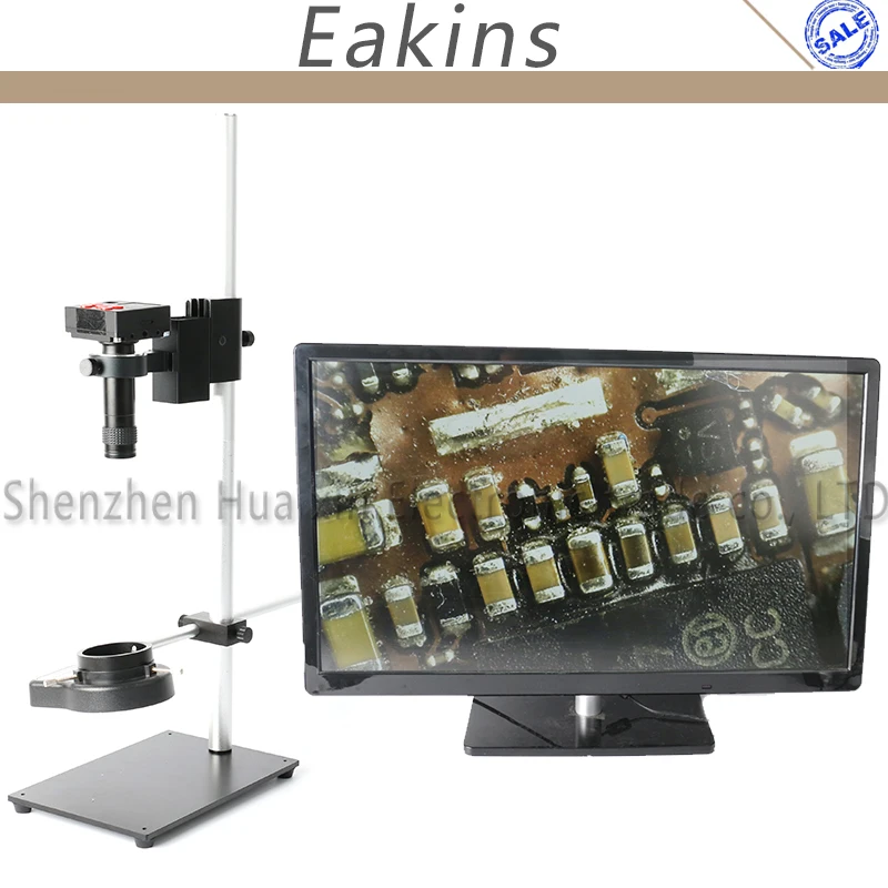 

High Working Distance Stand Holder PCB Phone Repair LED Light Zoom 100X 1080P 16MP HDMI Industrial Video Microscope Camera Set