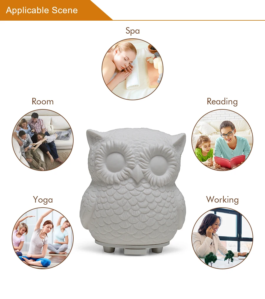 Creative owl Ultrasonic Essential Oil Diffuser Mini USB Air Humidifier Aromatherapy LED Light Aroma Diffuser For Home Office Car