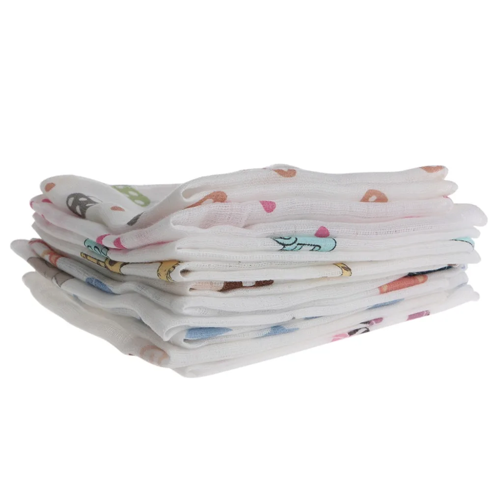 10 шт., полотенце для младенцев, 28*28 см, муслиновое полотенце, носовые платки, два слоя, полотенце для протирания, подарок для мальчиков и девочек