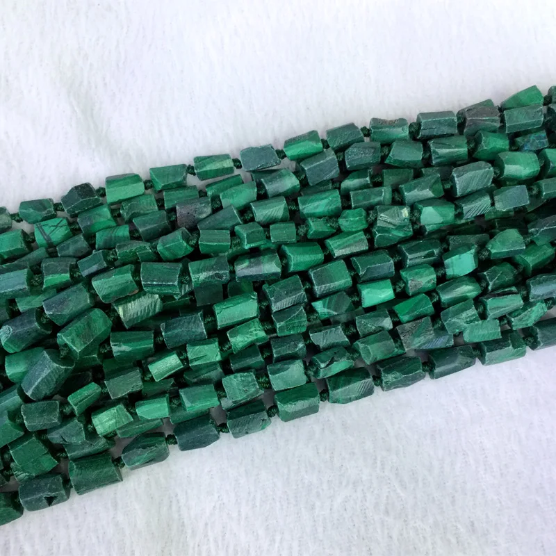 Billige Natürliche Echten Rohen Mineral Dark Grün Malachit Hand Cut Nugget Kostenloser Form Lose Grobe Matte Faceted Perlen 6 8mm 15 \