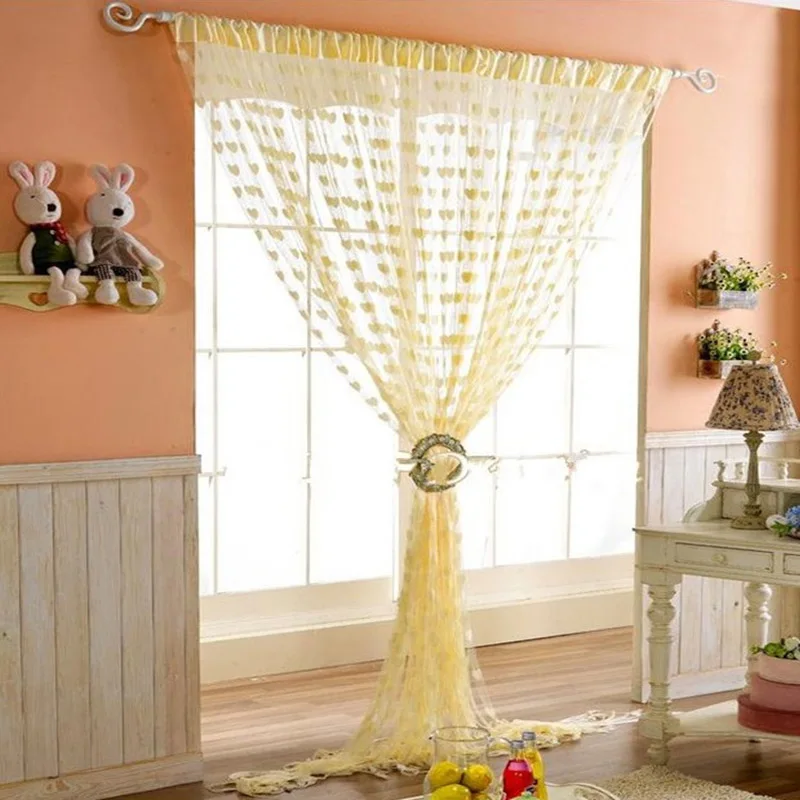 

Romantic Heart Love Sheer Curtains Children Bedroom Living Room Decoration Window Gordijnen Tulle Curtain Cortina