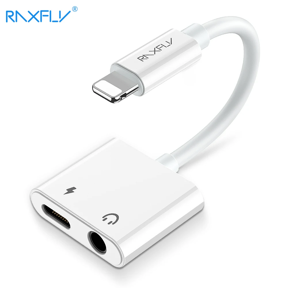 

RAXFLY 2in1 Charging Listen Splitter For iPhone XS Max XR Lightning to 3.5mm Jack Converter For iPhone X 8 7 Plus Charge Adapter