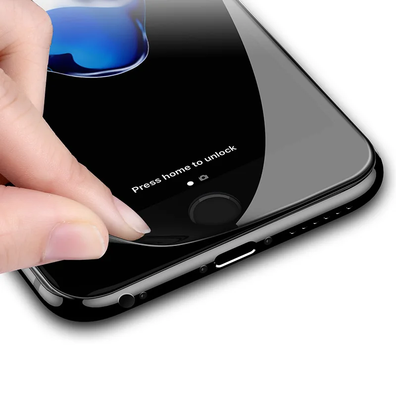 For iPhone X 6 6S 7 8 Plus 9H 0.26mm 5D Protective Full Cover Soft Edge Tempered Glass Phone Screen Protector Film for iPhone 7