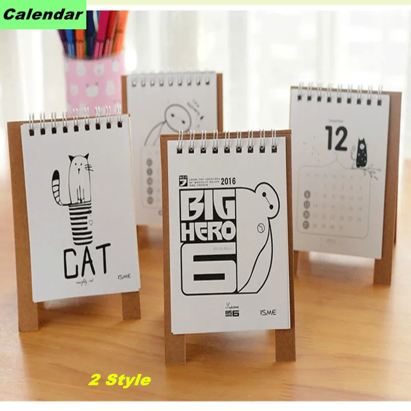 Cartoon Calendar 2016 Mini Table Calendario Cute Cat Baymax