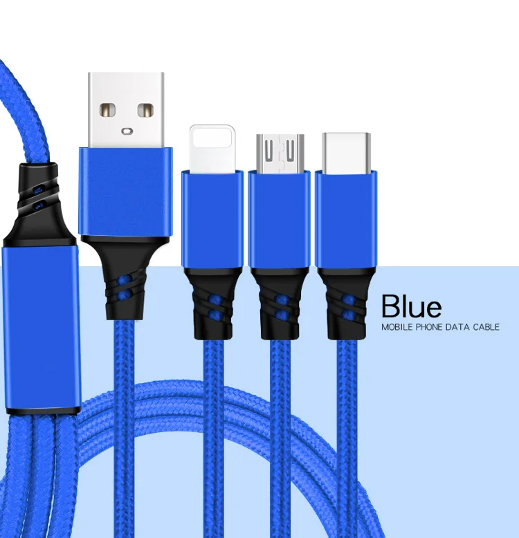 3 в 1 USB кабель для iPhone XS Max XR X 8 7 зарядное устройство Micro USB кабель 2 в 1 кабель для мобильного телефона usb type-c
