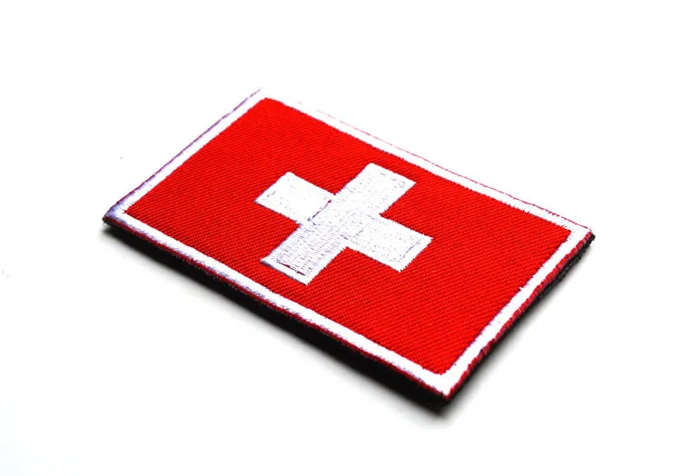 National Country Flag Switzerland patch hook back Embroidered military