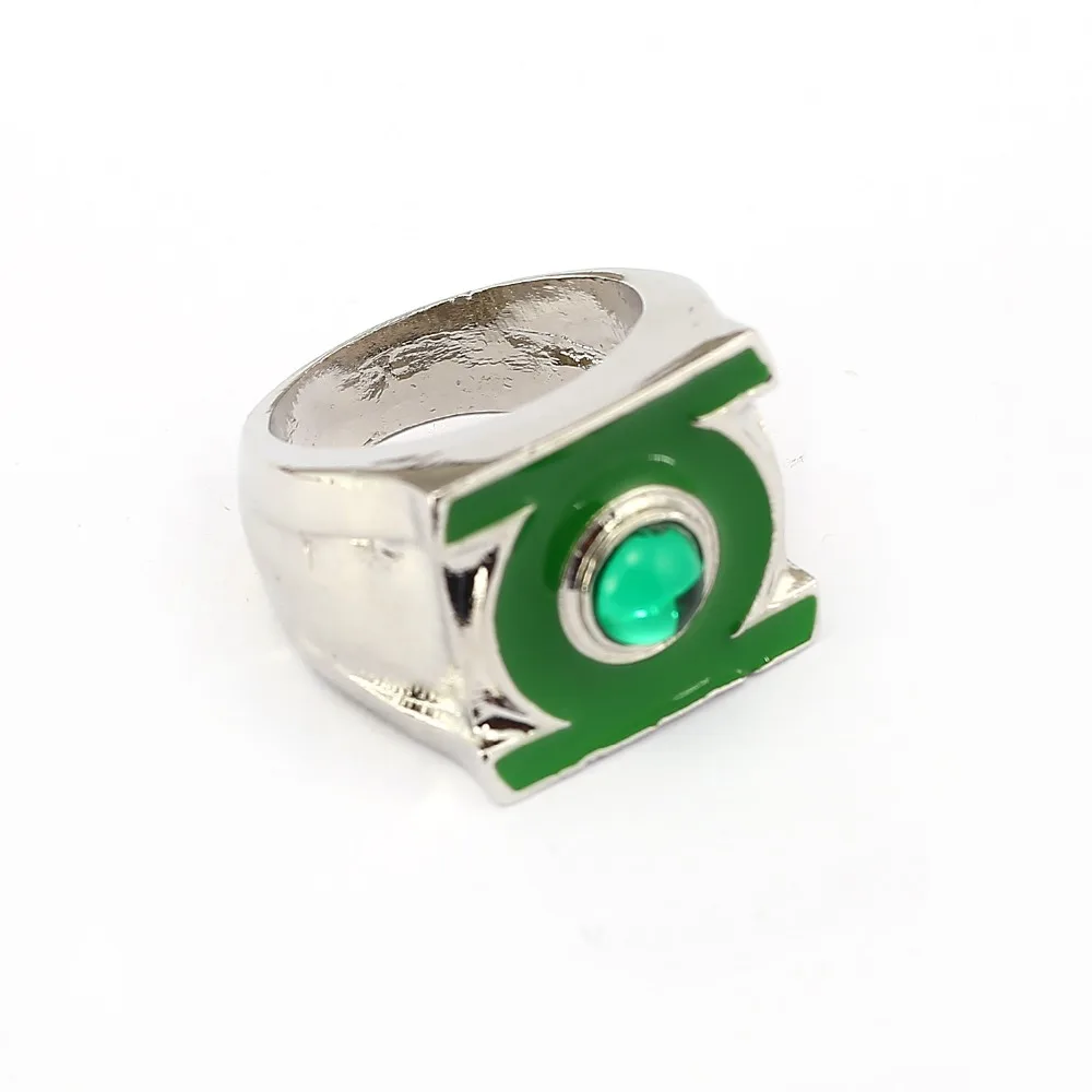 HSIC 10pcs/lot Wholesale Superhero Green Lantern Ring Silver Plated