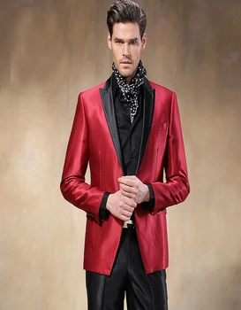 

Tailor Made Mens Performing Suit Pesked Lapel One Button Fit Evening Suit Blazers Casual Suits For Wedding Party (jacket+pants)