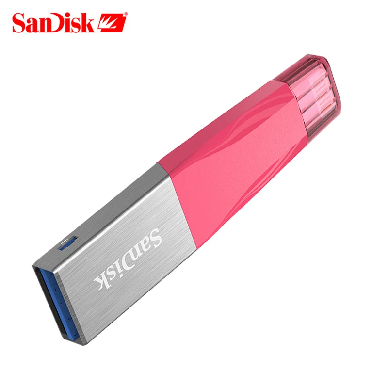 Sandisk SDIX40 USB флеш-накопитель 32 ГБ iXPand Флешка 3,0 usb 64 Гб 128 Гб OTG разъем Lightning флеш-накопитель U диск для iPhone iPad - Цвет: Розовый