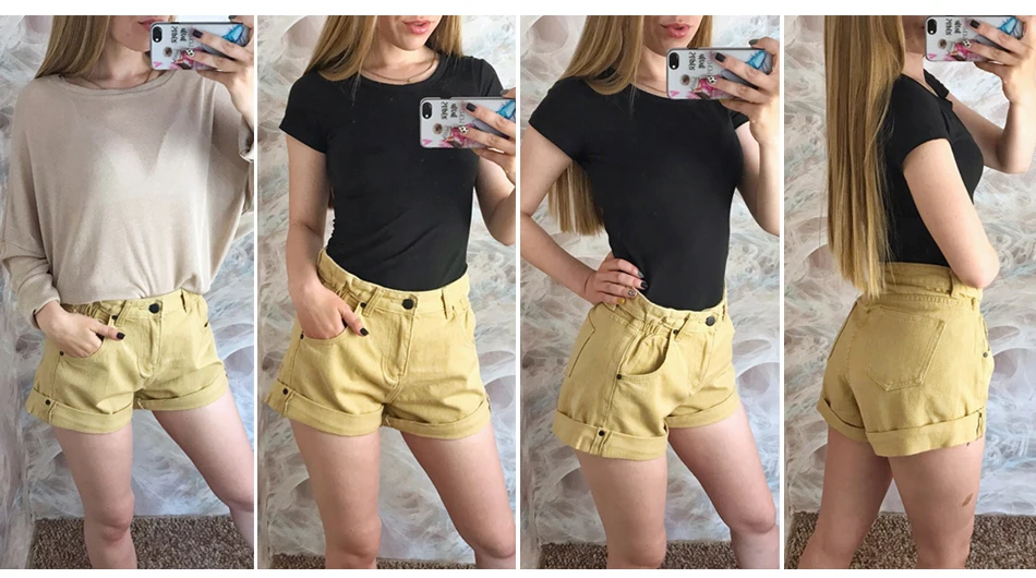 Streamgirl Denim Shorts Women's White Women Short Jeans Khaki Wide Leg Elastic Waist Vintage High Waist Shorts Women Summer swimming shorts