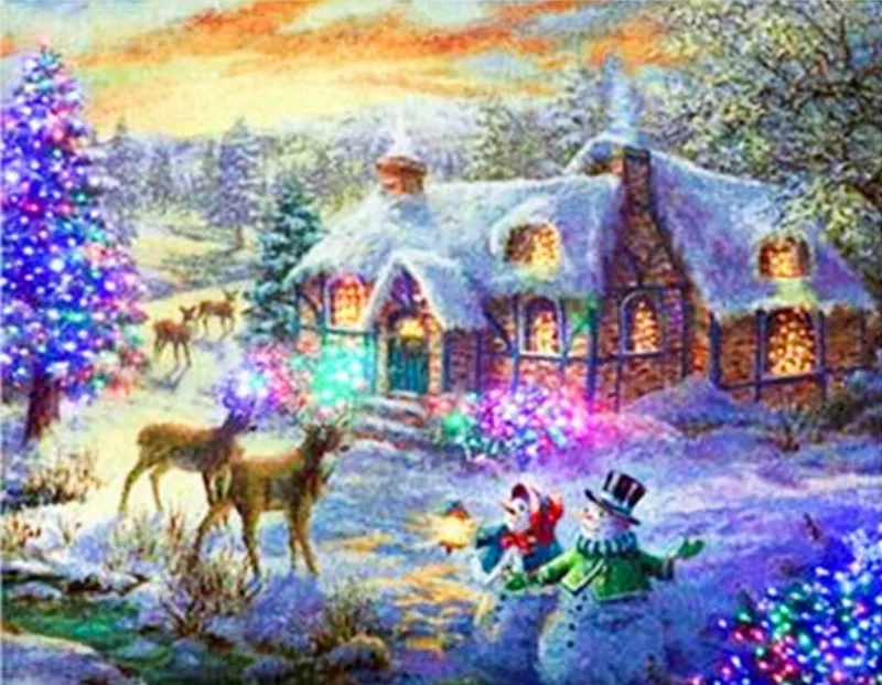 

5D diy diamond painting Snow hut rhinestones cube drill cross stitch needlework home decorative relative gifts