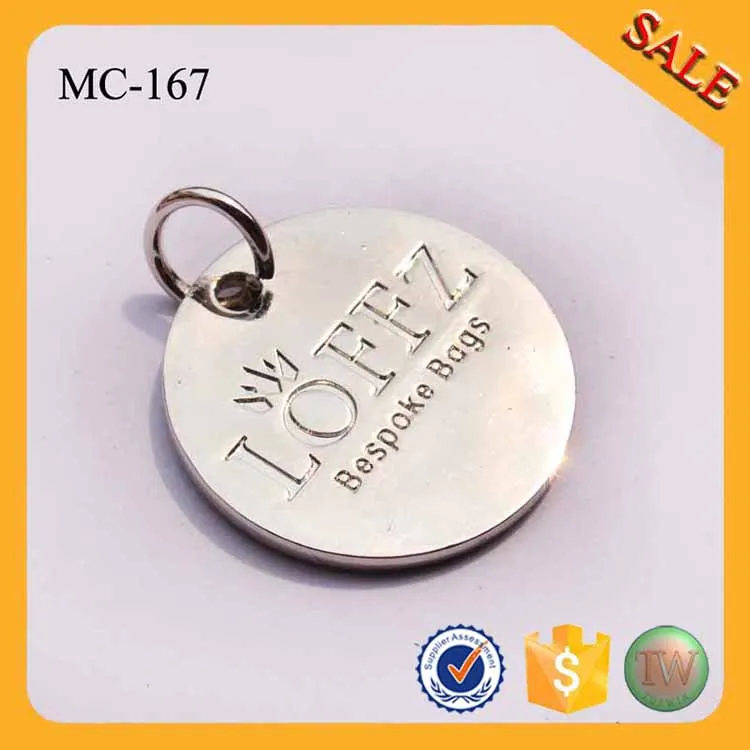 MC167 custom round silver metal tag metal jewelry tag small tag for