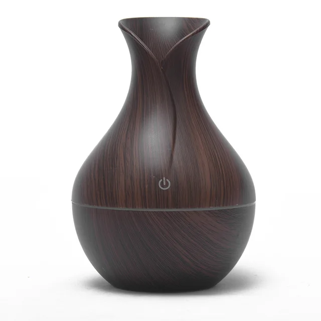 Mini Electric Air Humidifier USB Ultrasonic Aroma Essential Oil Diffuser Wood Grain Cool Mist Maker LED Light For Home Office Deep wood grain