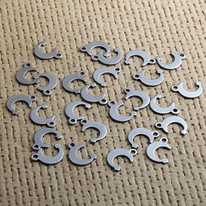 

40pcs/lot European Fashion Stainless Steel Moon Charms 13x8mm Decoration Women Earrings Pendants DIY jewelry Making Accessories