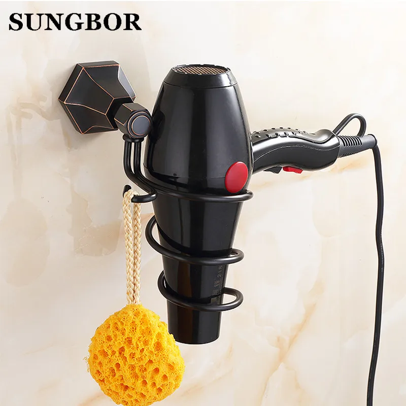 Euro Bathroom Hair Dryer Holder Solid Brass Golden Finish Wall Mounted Hair Dryer Rack Wall