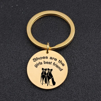 

"Shoes Are The Girls Best Friend"Fashion Jewelry Key Chain High-heeled shoes Girl Lover Key Pendant Friend Charm Gift