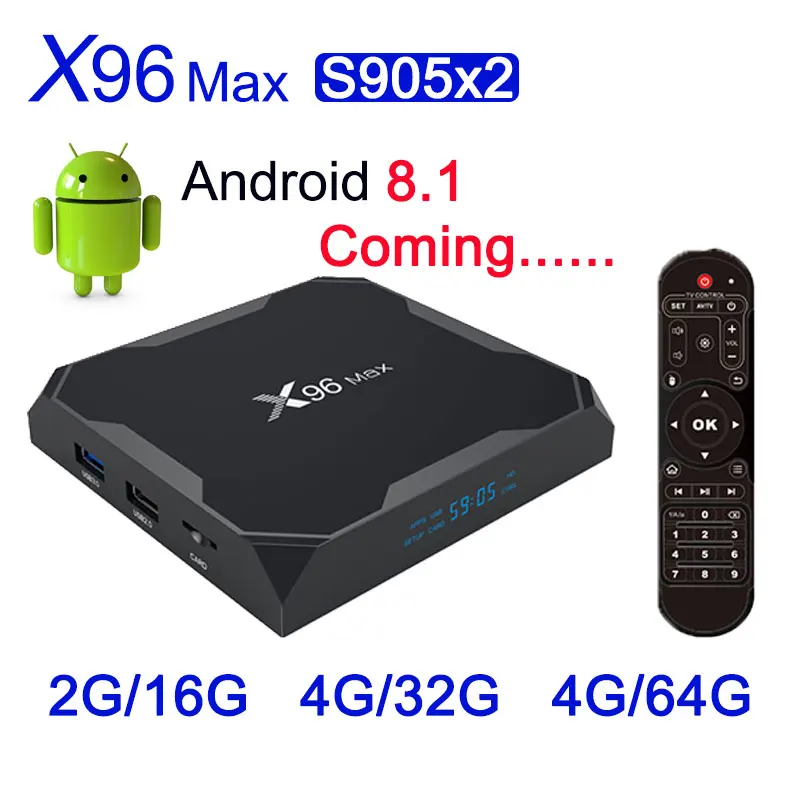 

TV BOX x96 max Amlogic s905x2 smart tv box android 8.1 x96max 2G16G/4G32G/4G64G Quad Core ARM 2.4G&5GHz Wifi BT 1000M 4K