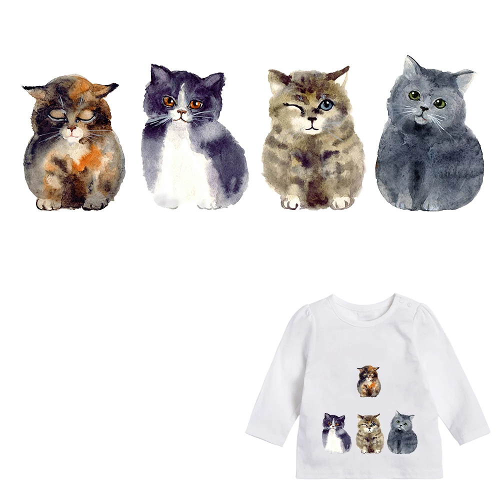 FGHGF Lovely Cats Ironing Transfers Heat Press Stickers Patches for Kids Clothes Animal Patch DIY Accessory Washable Appliques | Дом и сад