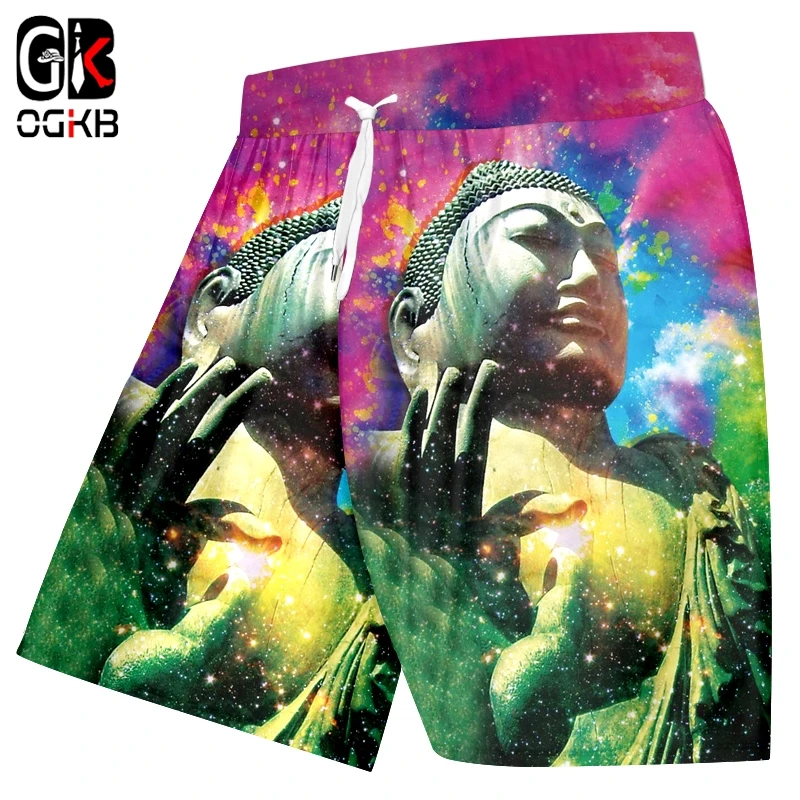 OGKB мужские шорты кэжуал Горячие Фитнес свободные 3D Рубашки домашние печати Будды пляжные шорты в повседневном стиле Одежда большого размера Homme доска Шорты