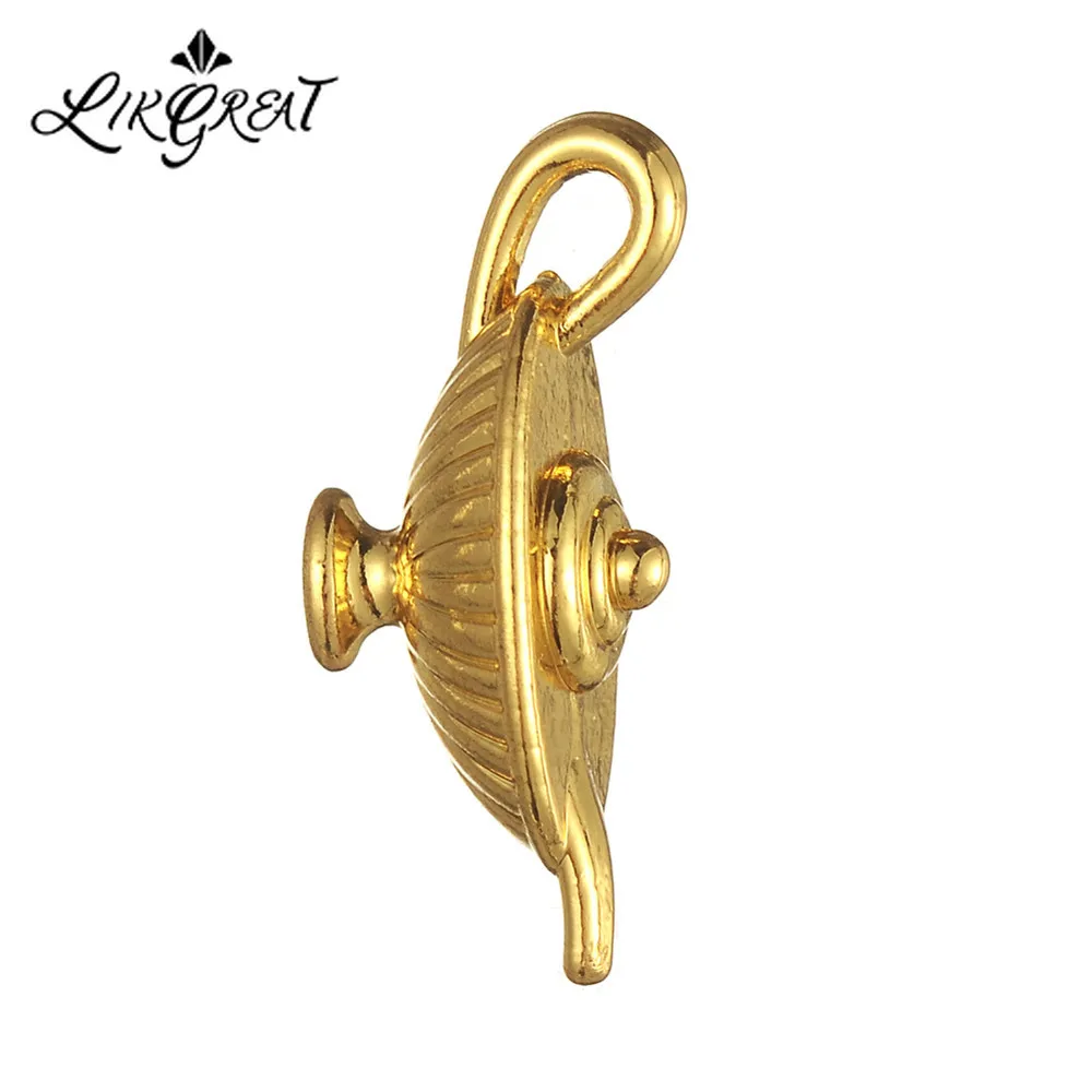 LIKGREAT Indian Magic Aladdin Lamp Shape Charms for Jewelry Making Silver Gold Color Metal Charm Pendant for Custom Accessories LIKGREAT Indian Magic Aladdin Lamp Shape Charms for Jewelry Making Silver Gold Color Metal Charm Pendant for Custom Accessories