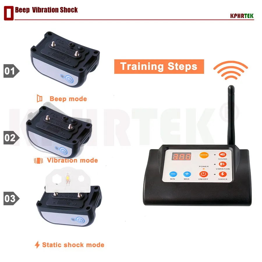 2 в 1 беспроводной электронный забор для собак система и ошейник для дрессировки собак звуковой сигнал Шок Вибрация тренировка и забор функция 27g9