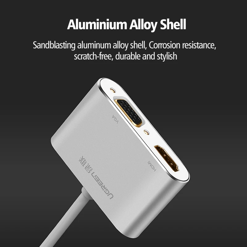 Кабель адаптер Ugreen 2 в 1 Thunderbolt Mini Displayport DP to HDMI VGA 4K 1080P Для Macbook Air Microsurface|hdmi vga adapter