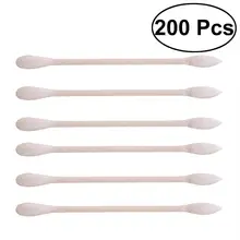 200 шт белые Двуглавые Бумажные палочки ватные палочки портативные одноразовые чистые ватные палочки