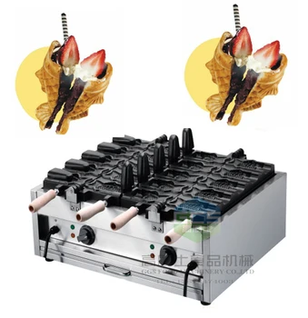 

Free shipping Electric 110v 220v 10 pcs Ice cream Taiyaki machine Fish cone waffle maker