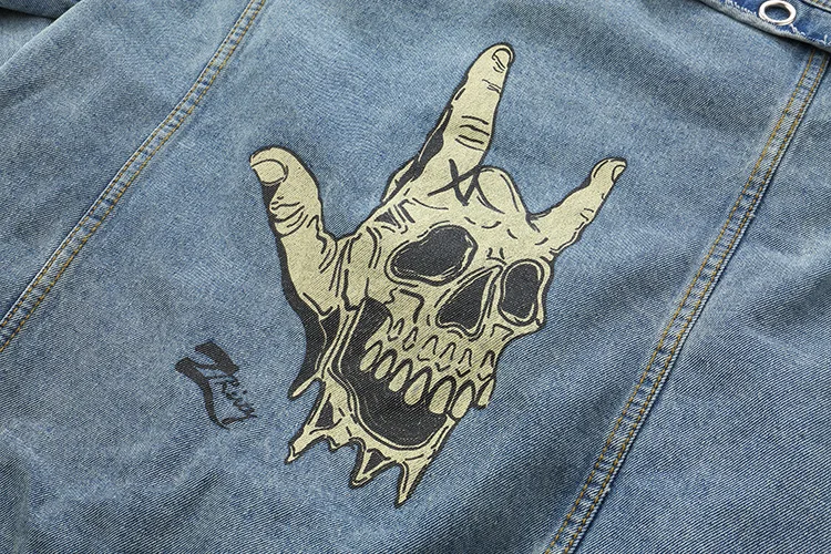 Hommes En Denim Coton Mâle Streetwear Blue Santou Jean Vintage Mode Décontracté L281 Hip Hop Vestes Imprimé Automne dQCtshr