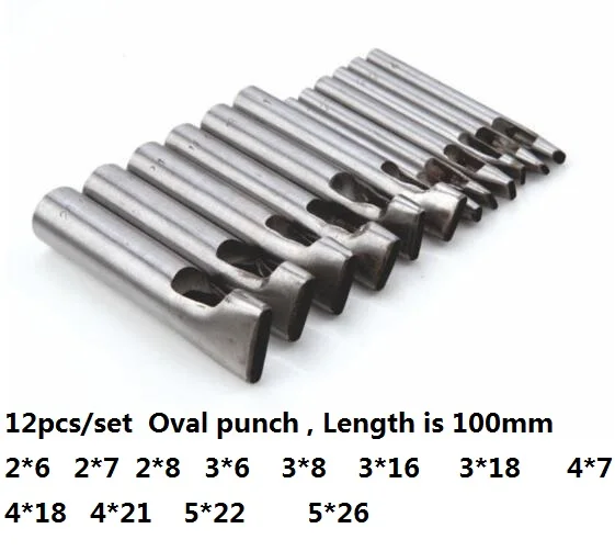 12 шт./компл. Кожа дырокол Овальный Угол интервал пояс пробивая инструменты для рукоделия проделывания перфорированной кожи Буровой инструмент