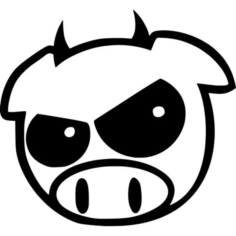 

15.5X14.2CM DEVIL PIG HORNS Personality Vinyl Car Sticker Black/Silver Decal Car-styling S6-2166