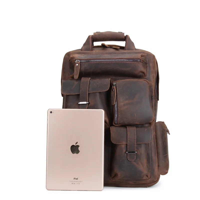 Fashion Brown Große Schulter Msxy20179 Männlichen Echtem Yishen Reisetaschen Rucksack Männer Laptop Tasche Mit Case Vintage Leder Dark Kapazität khaki f8fqOTwHn