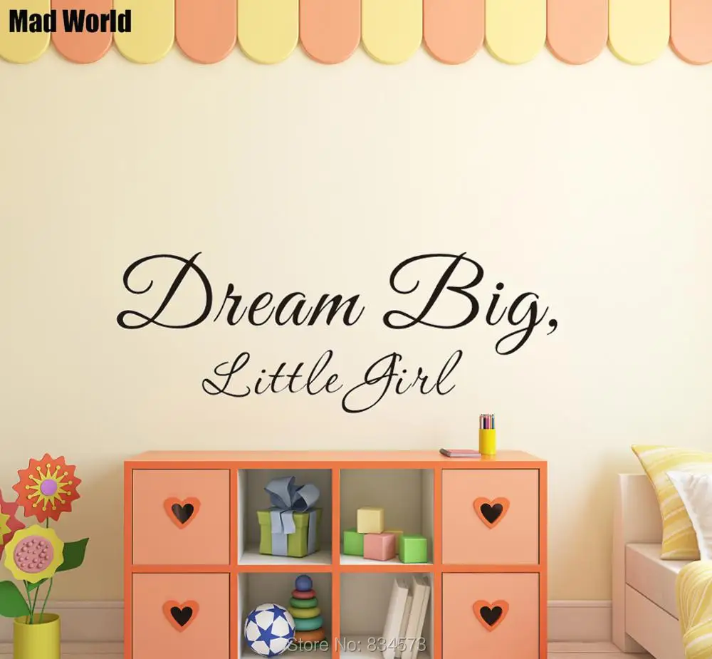 Mad World Dream Big Little Girl Quotes Wall Art Stickers Wall Decal