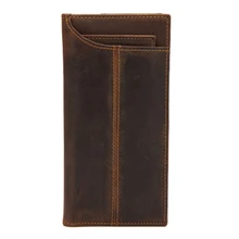 

Genuine Crazy Horse Cowhide Leather Men Wallets Fashion Purse With Card Holder Vintage Long Wallet Clutch Wrist Bag Wallet Purse