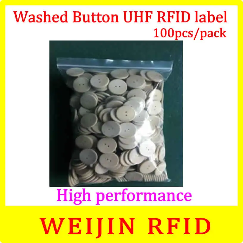 

VIKITEK Washed button tag 100pcs per pack 860-960MHZ UHF RFID Alien Higgs3 chip PPS material can be washed free shipping