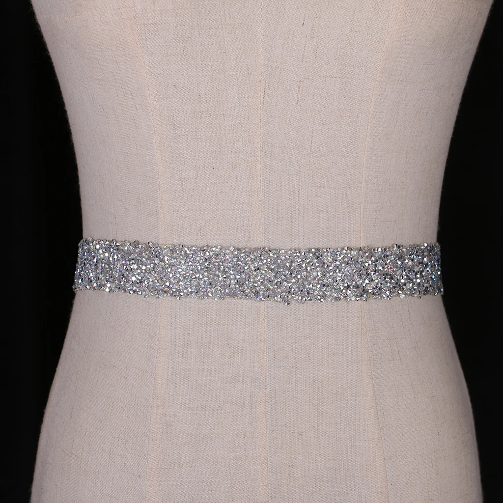 1 Yard Crystal Rhinestones Trim Chain Iron on Hotfix Appliques for Wedding Bridal Dress Belt Applique Decor