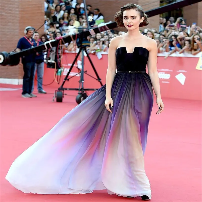 Buy Cheap WAWY Long A-Line Evening Dresses Robe De Soiree Gradient Formal Prom Party Dresses Gowns Vestido De Festa w01