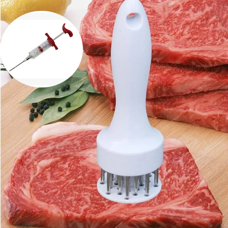 

Stainless Steel Meat Needle Turkey Needle Spice Profession Cooking Chicken Sauce Marinade Steak Kitchen BBQ Tool
