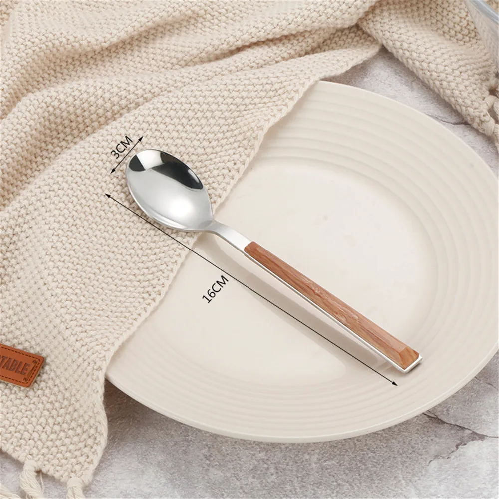 Шикарный 304 роскошный глянцевый деревянный набор посуды из нержавеющей стали, серебряные столовые приборы, наборы, Западный Европейский нож для еды, вилка, чайная ложка, 4 шт