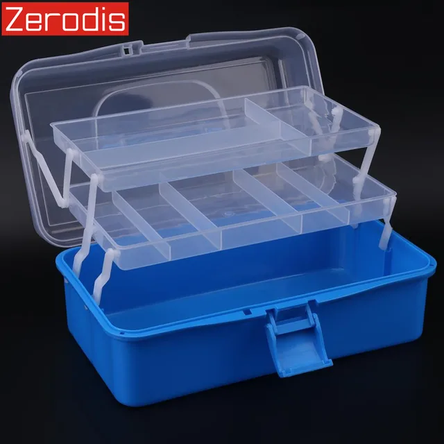 Transparent Plastic Foldable Three Layers Storage Box Tool Organizer
