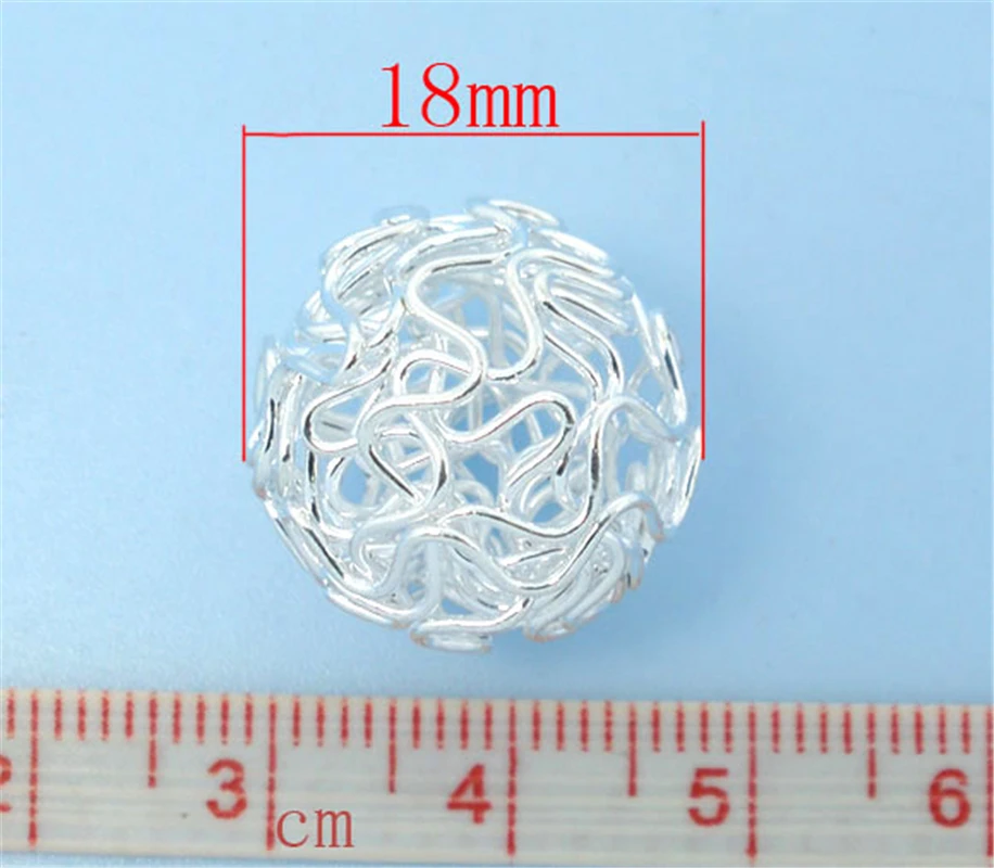 DoreenBeads 20 серебристых шаровых бусин полых из проволоки 18 мм (B07881) yiwu|beads 18mm|beads beadsball