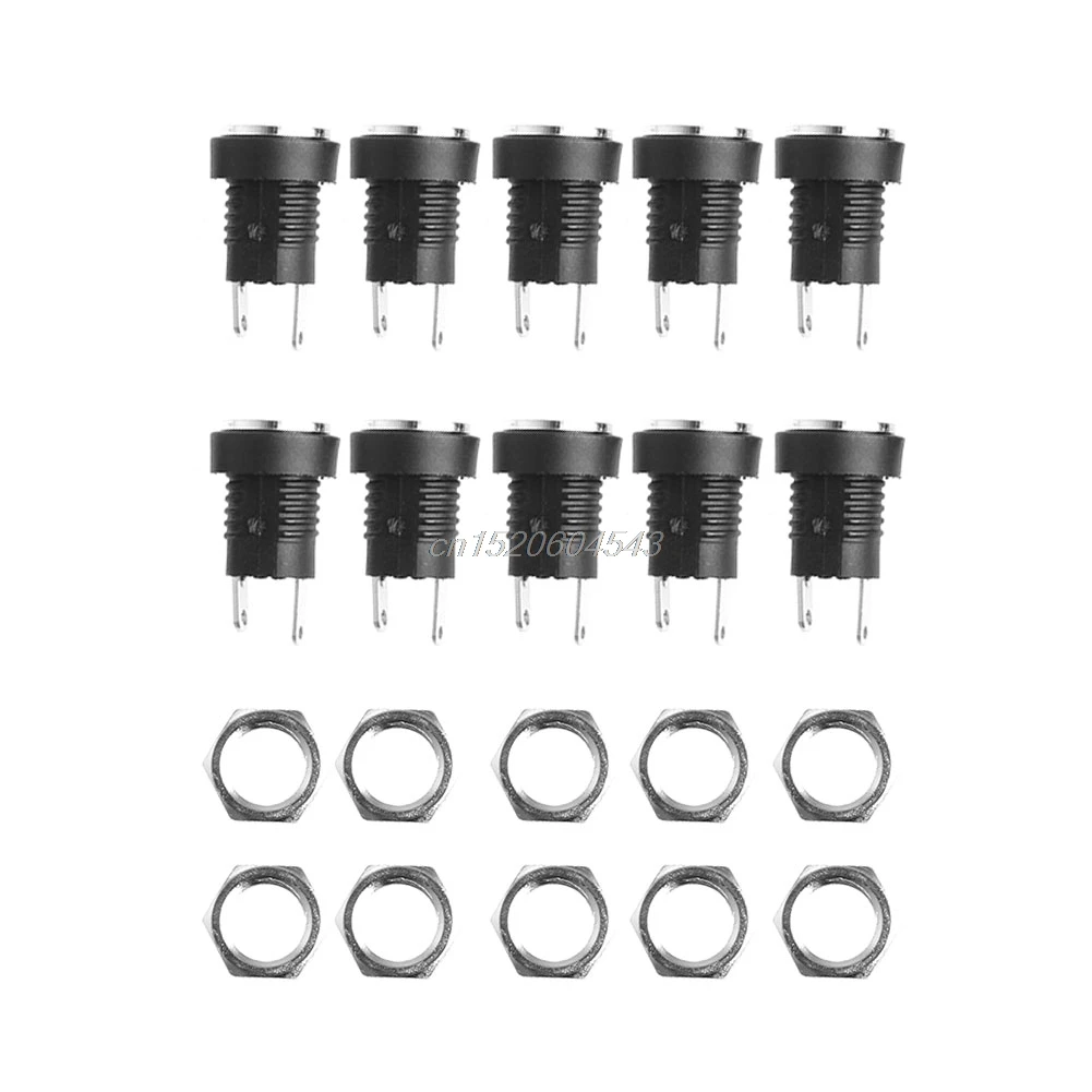 

10pcs DC Power Supply Jack Socket Female Panel Mount Connector New R11 Drop ship